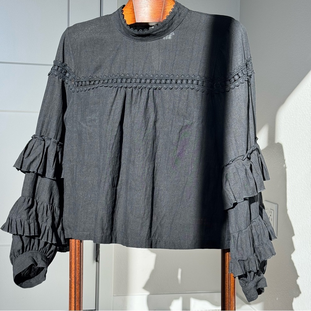 Hope for Flowers by Tracy Reese 100% Organic Linen Blouse Size 14